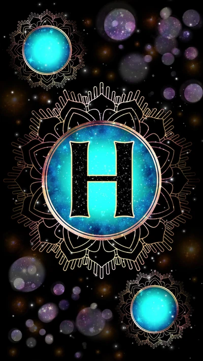 galaxy, glow, initial h, letter h, magic