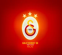 Galatasaray SK Logo with Three Stars and Year Established 1905 on a Red Background