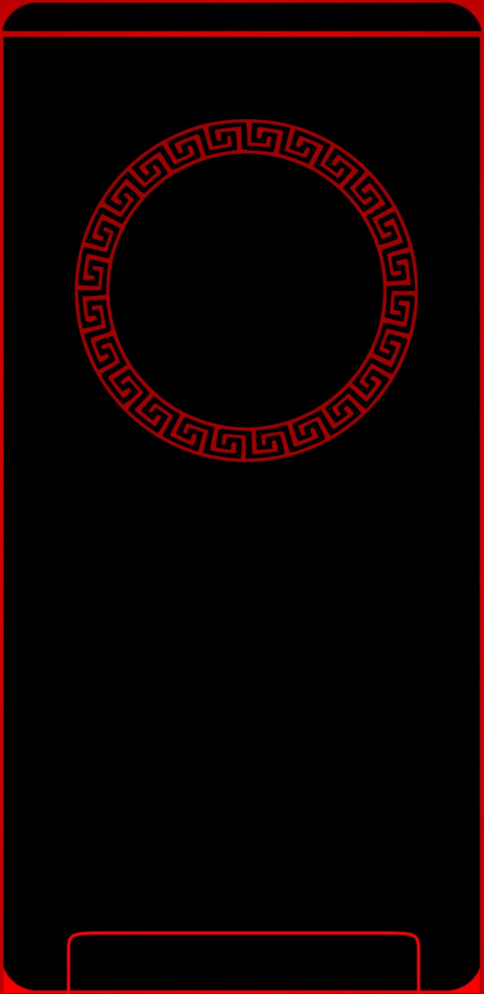 A close up of a red and black phone with a circular design (best, black, cool, edge, lit)