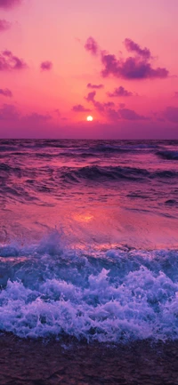 sunset, sea, colored, ocean, water wallpaper