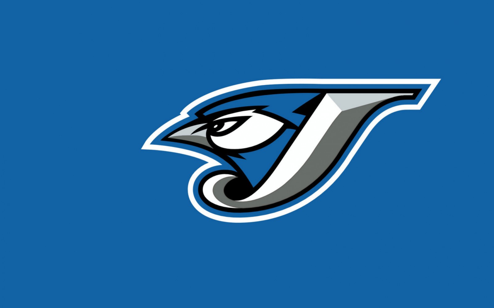 A blue jaybird logo on a blue background (toronto blue jays, mlb, baseball, logo, font)