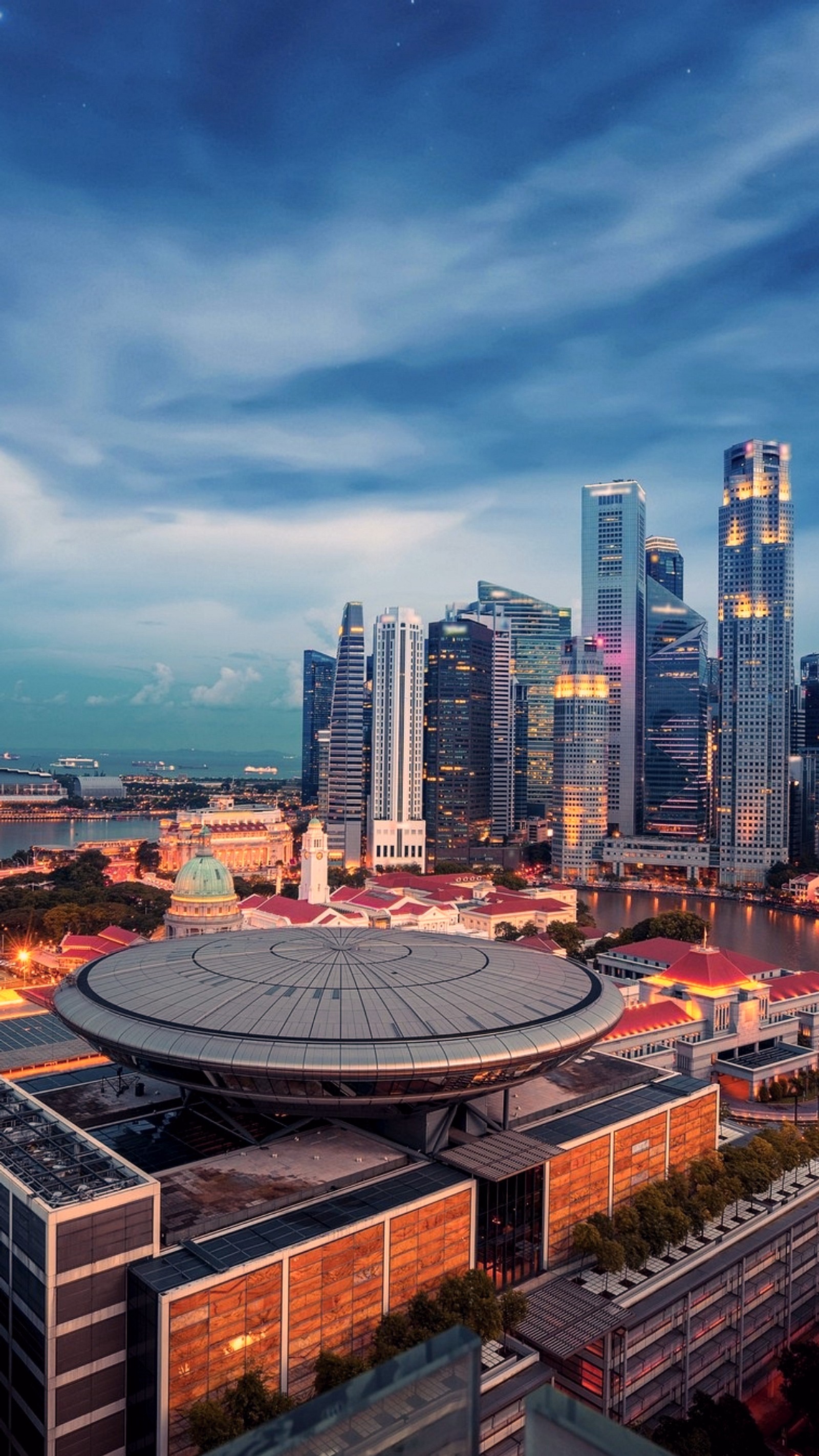 Скачать обои сингапурское колесо обозрения, singapore flyer, марина бэй сандс сингапур, австралия, город