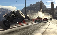 High-octane racing action on a snow-covered track, showcasing off-road vehicles in thrilling competition.