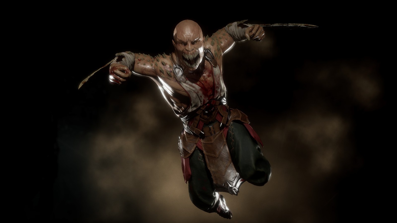 Крупный план мужчины в костюме, держащего нож (барака, baraka, mortal kombat 11, видеоигра)