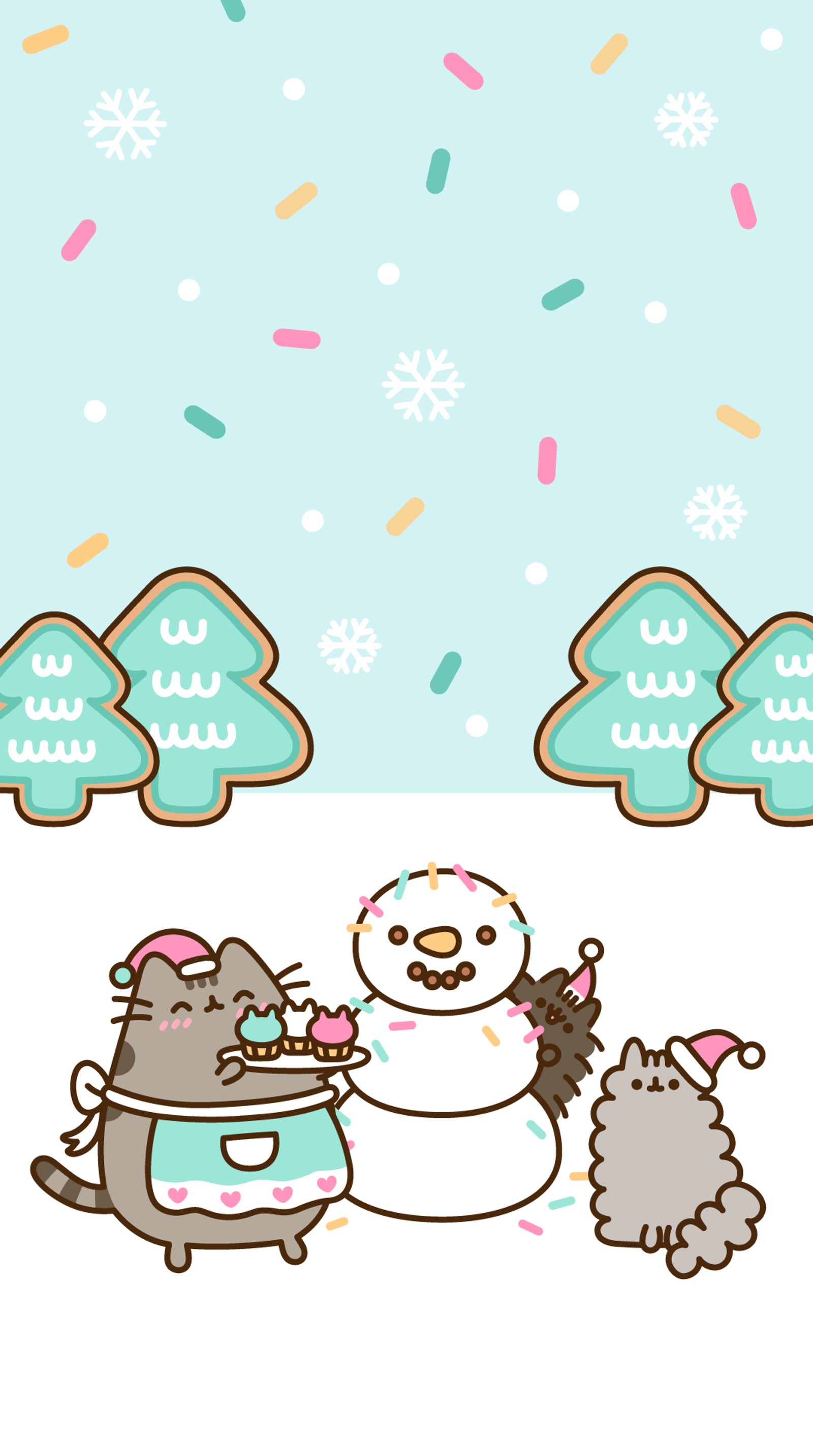 christmas day, kawaii, cuteness, drawing, green wallpaper