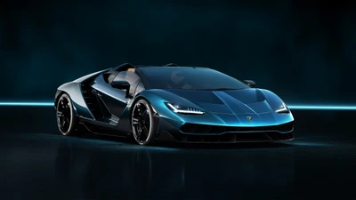 Lamborghini Centenario Roadster: Эстетический суперкар в ярком синем дизайне