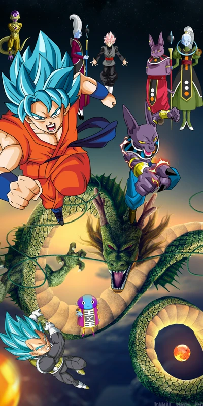 Épique affrontement Dragon Ball Super : Goku, Beerus et amis affrontent Frieza et Goku Black