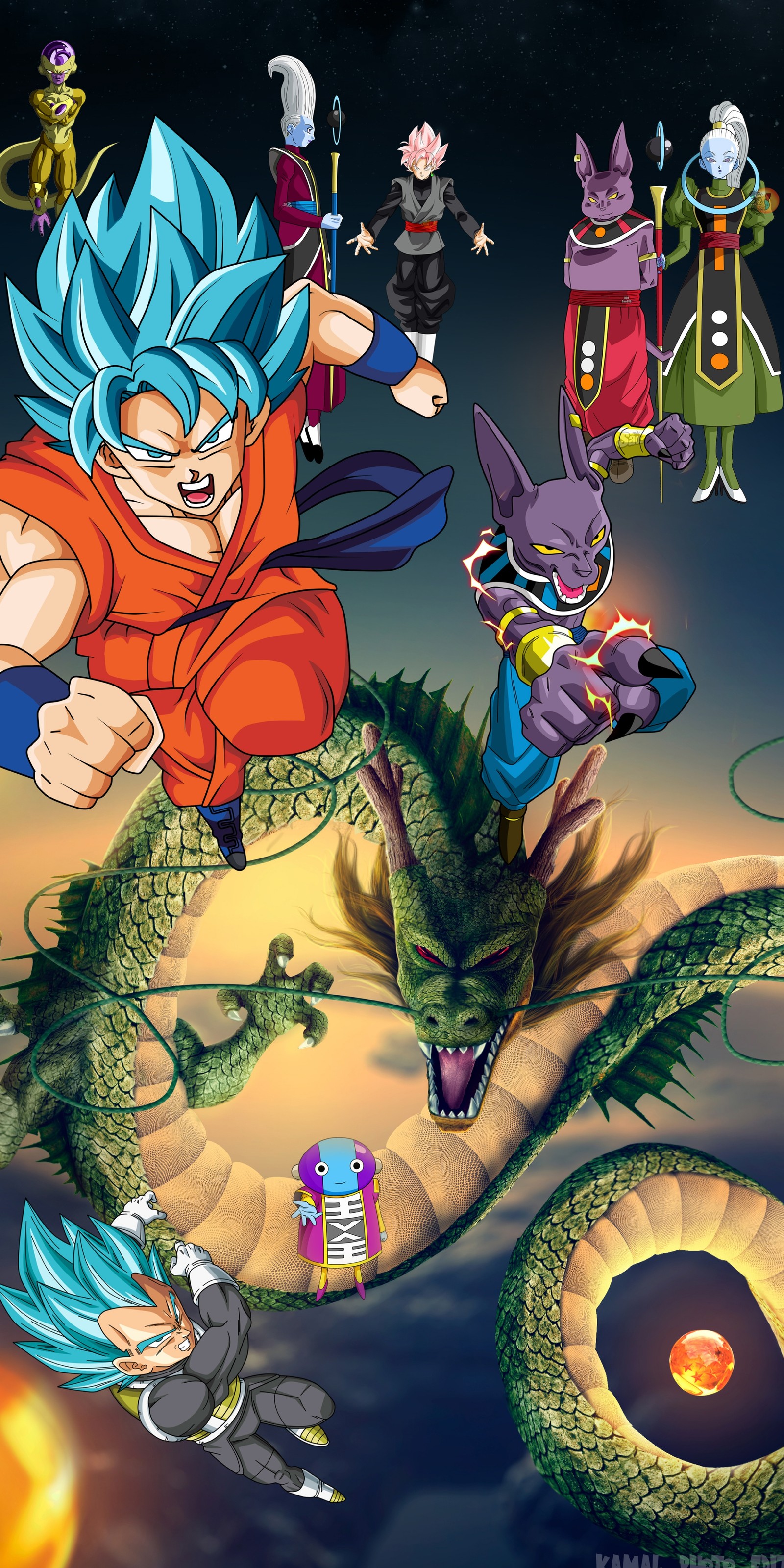 beerus, champa, dragon ball super, frieza, goku Download Wallpaper