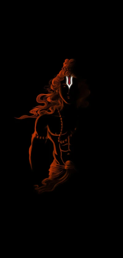 Silhouette of a Divine Figure Illuminated by Firelight