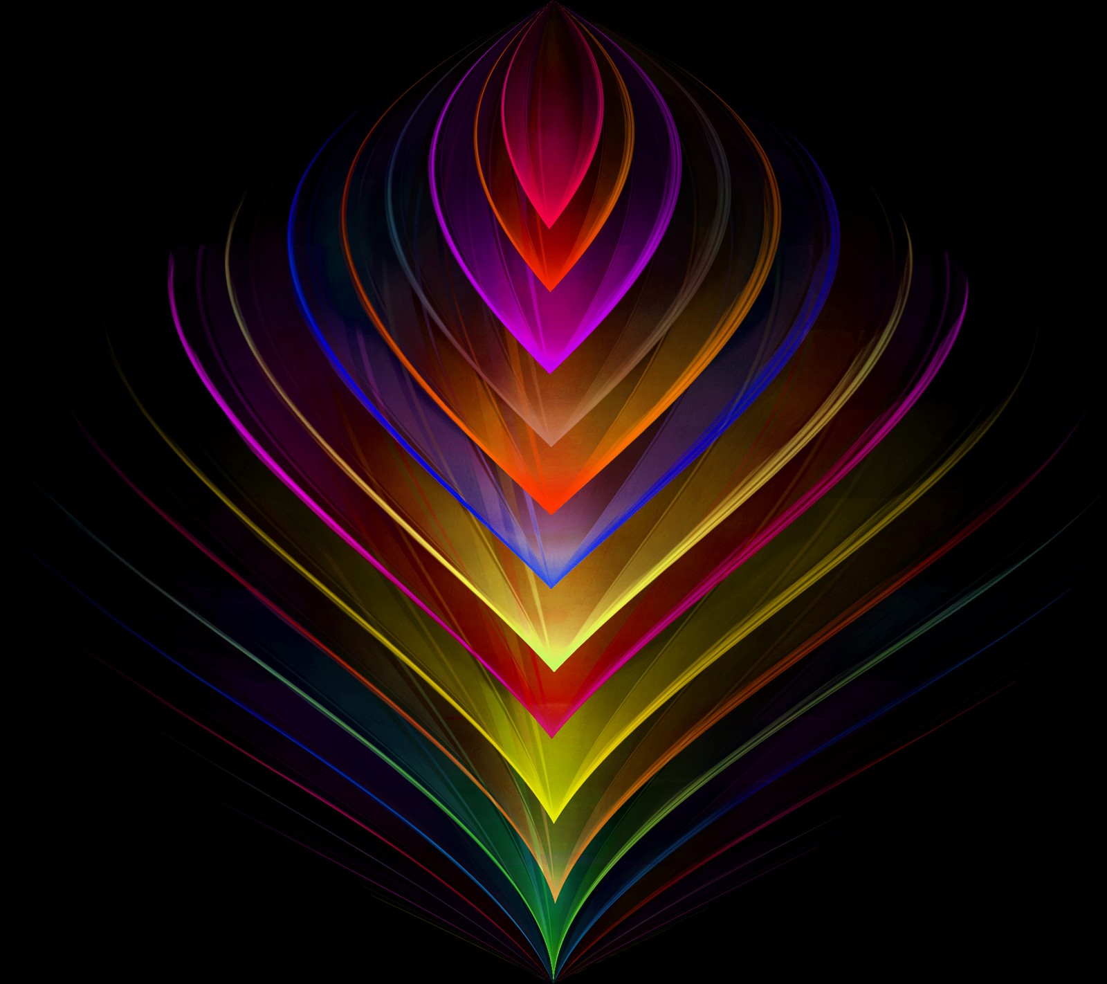 A close up of a colorful abstract design on a black background (abstract, flare, seamless, twirl)