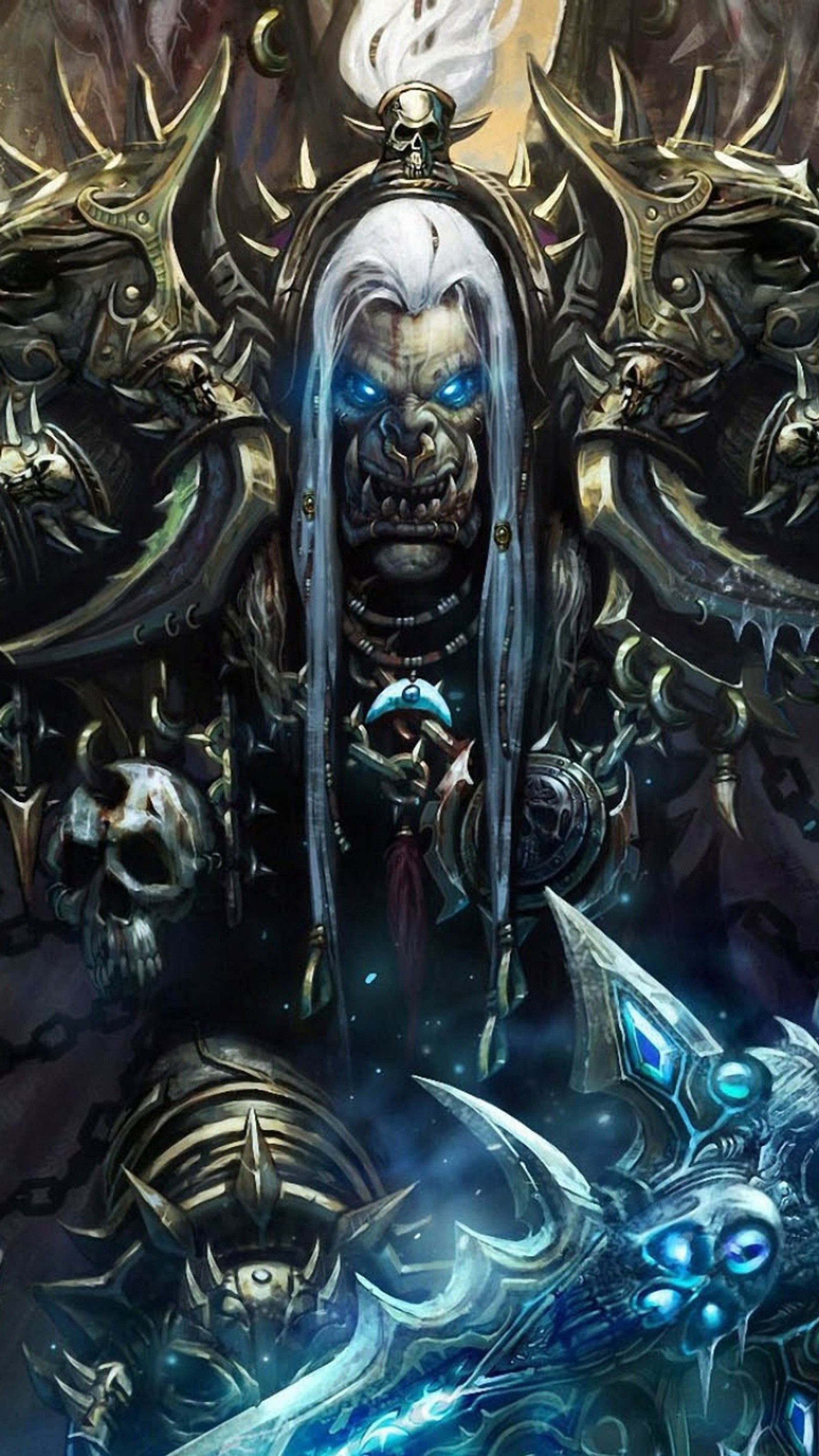 Téléchargez le fond d'écran chevalier de la mort, frostmourne, orc, world of warcraft, wow