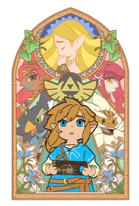 Lenda de Zelda: Sopro da Selva Mosaico com Link e personagens principais