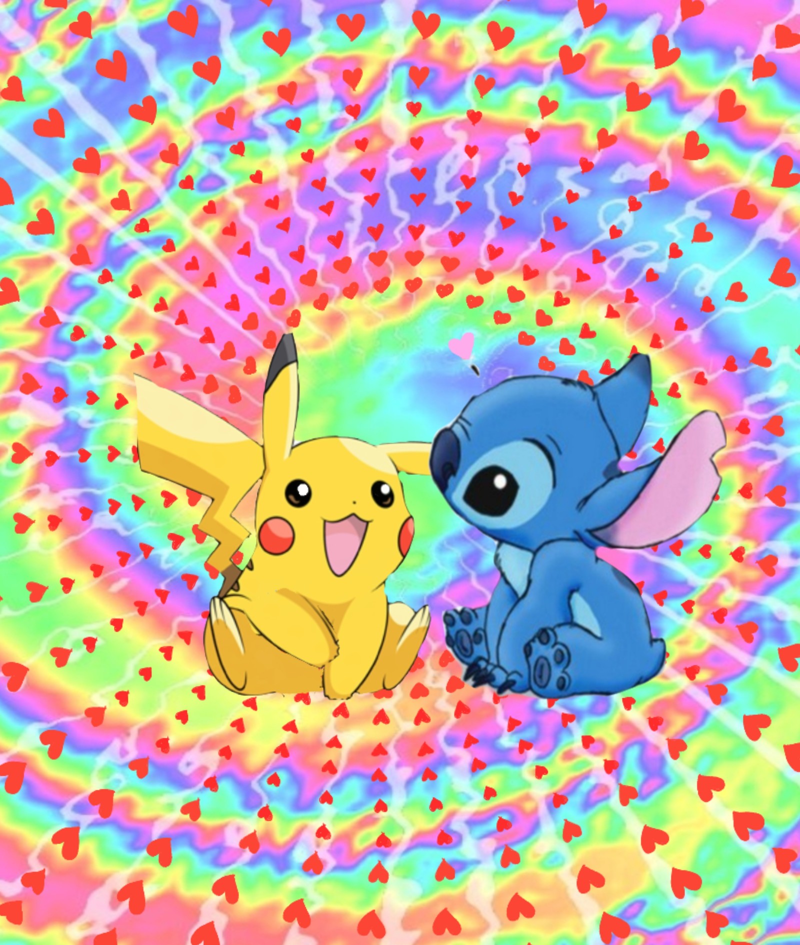 cute, love, pikachu, stitch Download Wallpaper