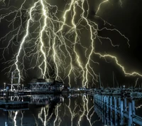 éclair, nuit, tempête