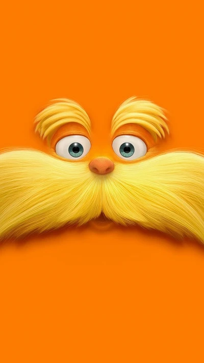 cartoon, mignon, yeux, lorax, moustache