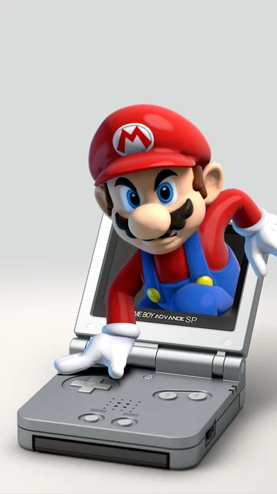 Mario emerge de Game Boy Advance SP