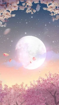 Moonlit Blossoms Under a Starry Sky