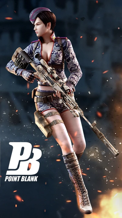 Dynamic Female Shooter in Action - Point Blank Game