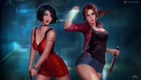 ada wong, claire redfield, resident evil 2, video game, girls wallpaper