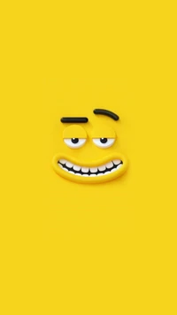 Emoticon amarillo juguetón con expresión sonriente