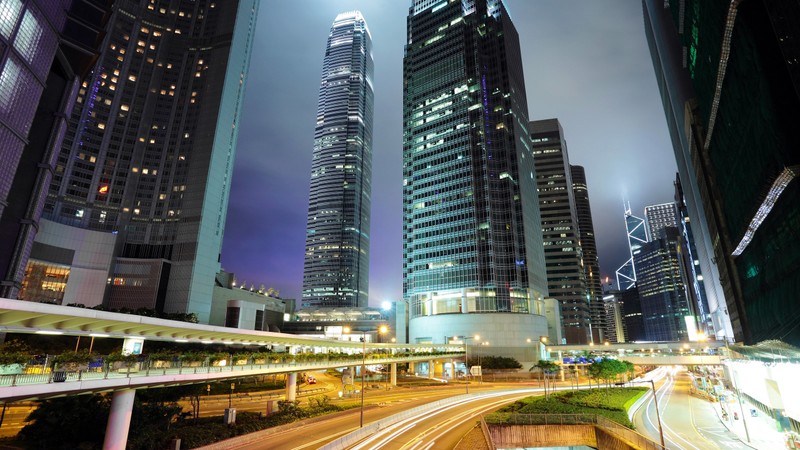 Арафед снимок города ночью с множеством высоких зданий (гонконг, hong kong, ночь, город, метрополия)