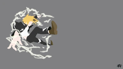 Denki Kaminari en Mouvement Électrique : Art Anime Minimaliste