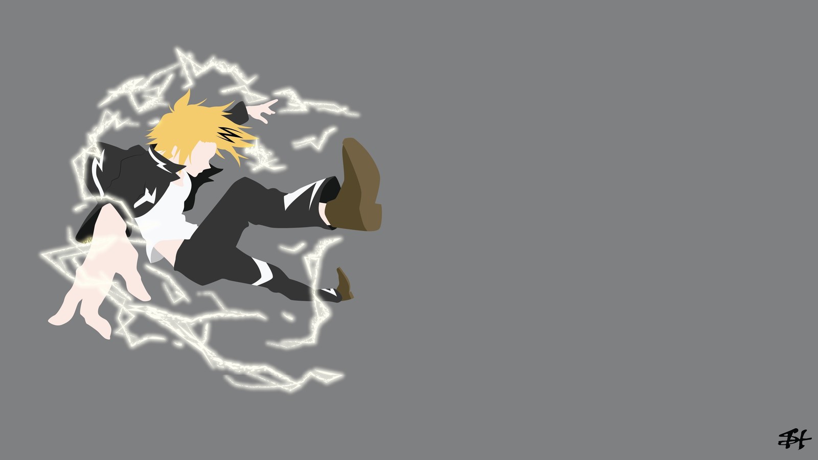 Baixar papel de parede denki kaminari, herói chargebolt pistola de choque, minimalista, minimalismo, boku no hero academia