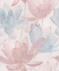 Delicate Floral Pattern with Lilac and Pink Flowers on Ceramic Tile Design