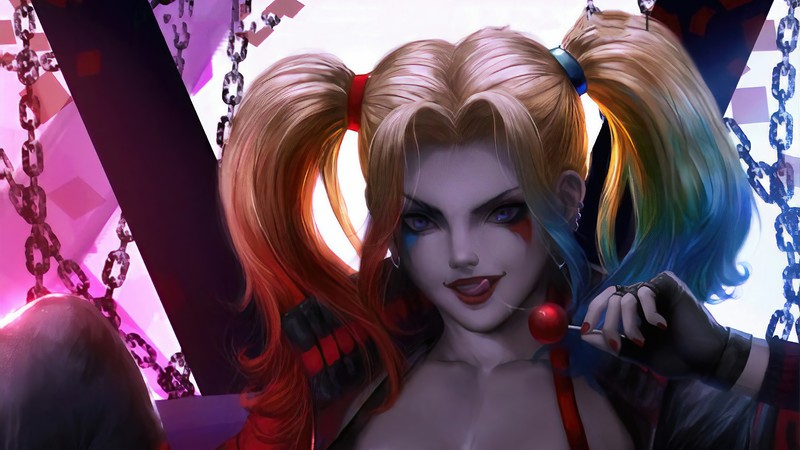 Харли — это женский персонаж с яркими волосами и пирсингом (harley quinn, dc comics, комиксы)