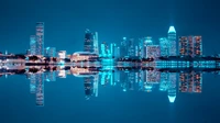 city, cityscape, blue, reflection, skyline wallpaper