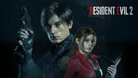 Leon S. Kennedy and Claire Redfield stand ready for action in Resident Evil 2, embodying the fight against darkness and survival in a post-apocalyptic world.