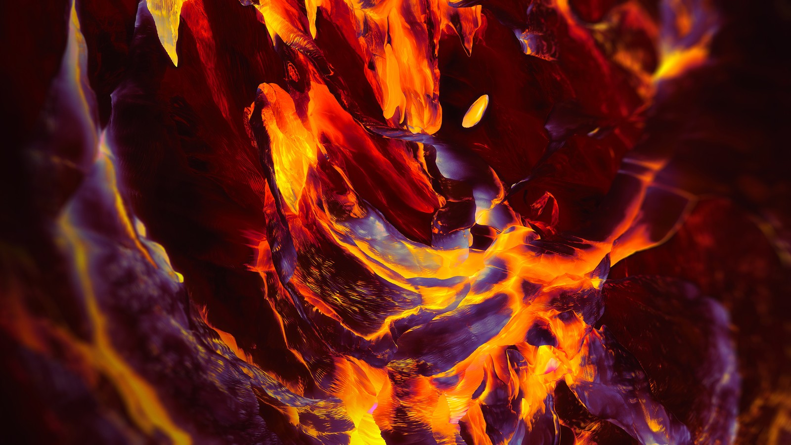 Flames are rising from the ground in a dark room (flame, digital art, art, work of art, depth of field)