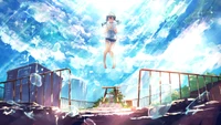 Hina Amano in a Dreamy Sky: A Scene from 'Weathering With You'