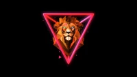 Art de lion en low poly néon sur fond noir