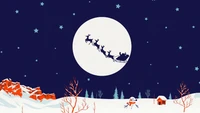 christmas, holiday, santa claus, sleigh, reindeer wallpaper