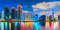 Vibrant Cityscape of Dubai Highlighting the Burj Khalifa at Dusk