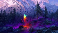 fantasy, nature, mountains, scenery, digital art wallpaper