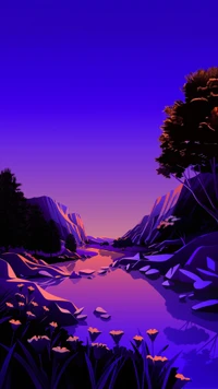 apples, illustration, natural landscape, purple, azure wallpaper