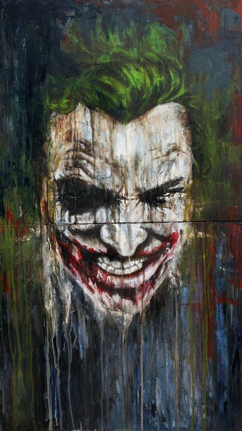 Картина лица шутника с зелеными волосами и зеленым париком. (джокер, joker, улыбка)