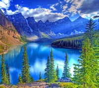 lac, moraine, montagnes, nature canada, eau