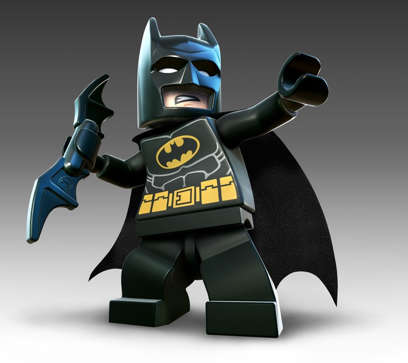 Крупный план фигурки лего бэтмена, держащего биту (batman, lego, супергерой)