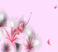 floral flowers, pink wallpaper