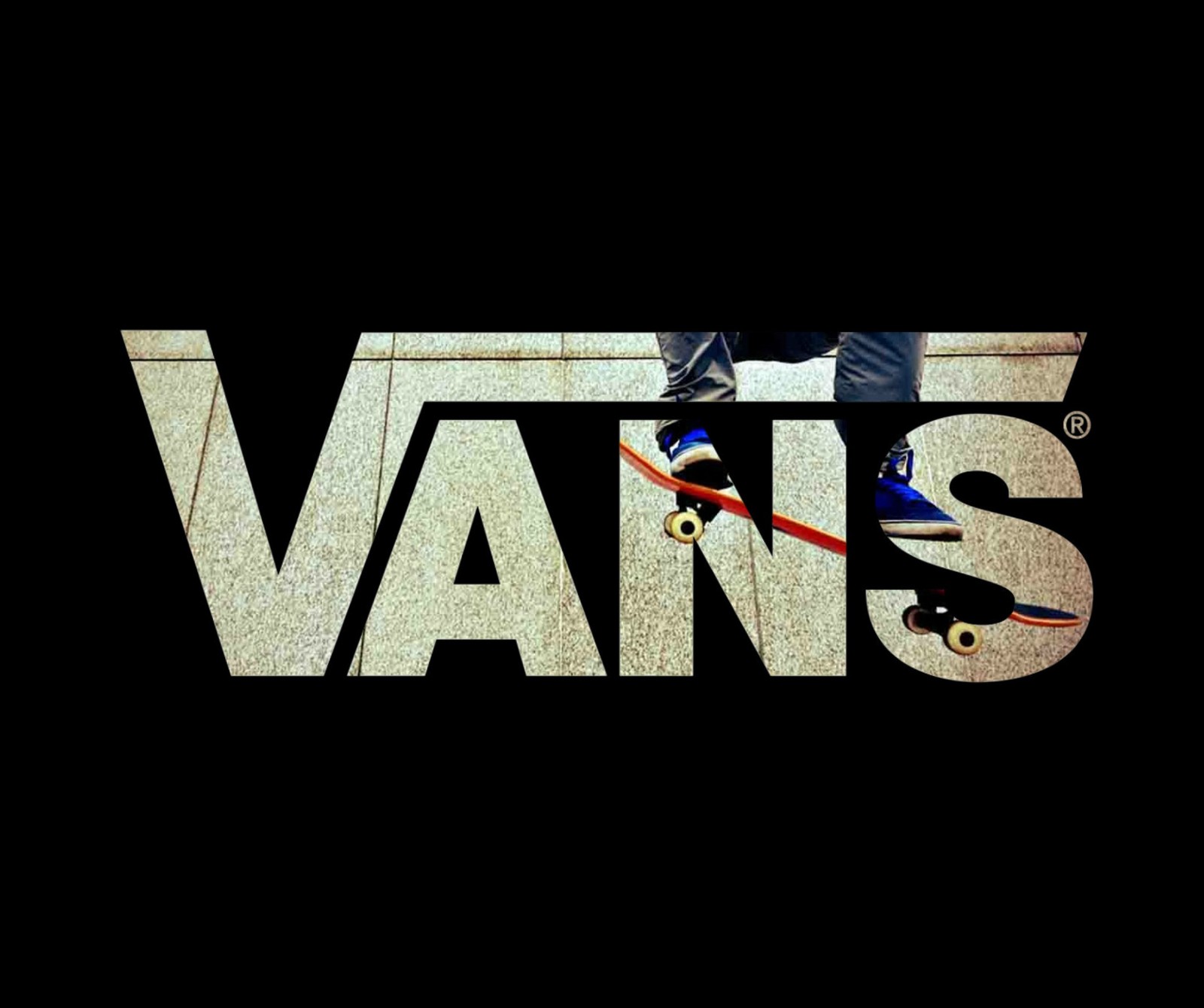 Vans skateboarder in mid air on skateboard with black background (brand, logo, shoes, skateboard, vans)