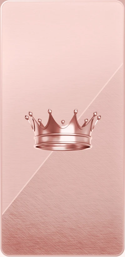 Elegante corona de oro rosa sobre un fondo rosa