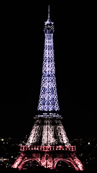 preto, torre eiffel, frança, noite, paris