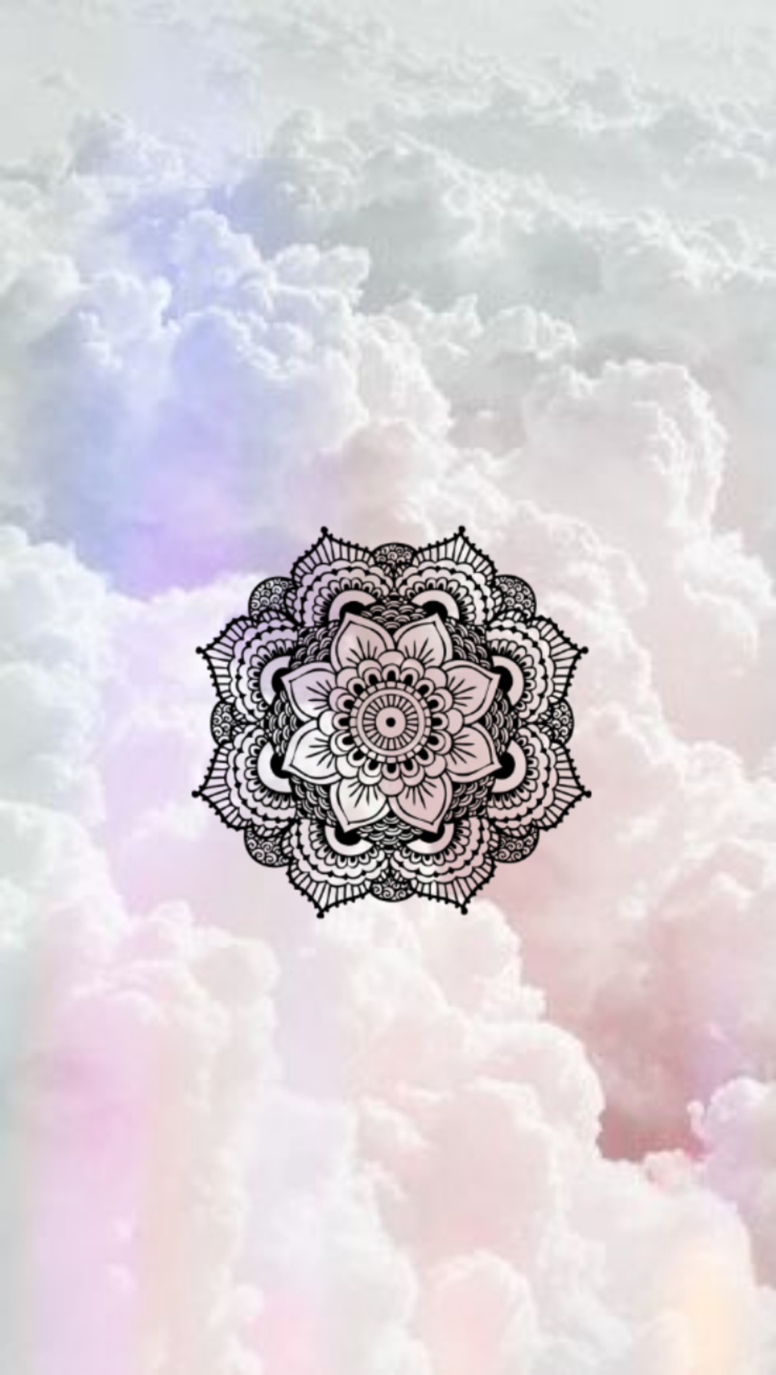 Un gros plan d'une fleur dans un ciel nuageux avec des nuages (nuages, mandala, rose, joli, papier peint)