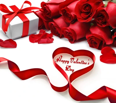 Happy Valentine's Day: A Romantic Celebration with Red Roses and Gift