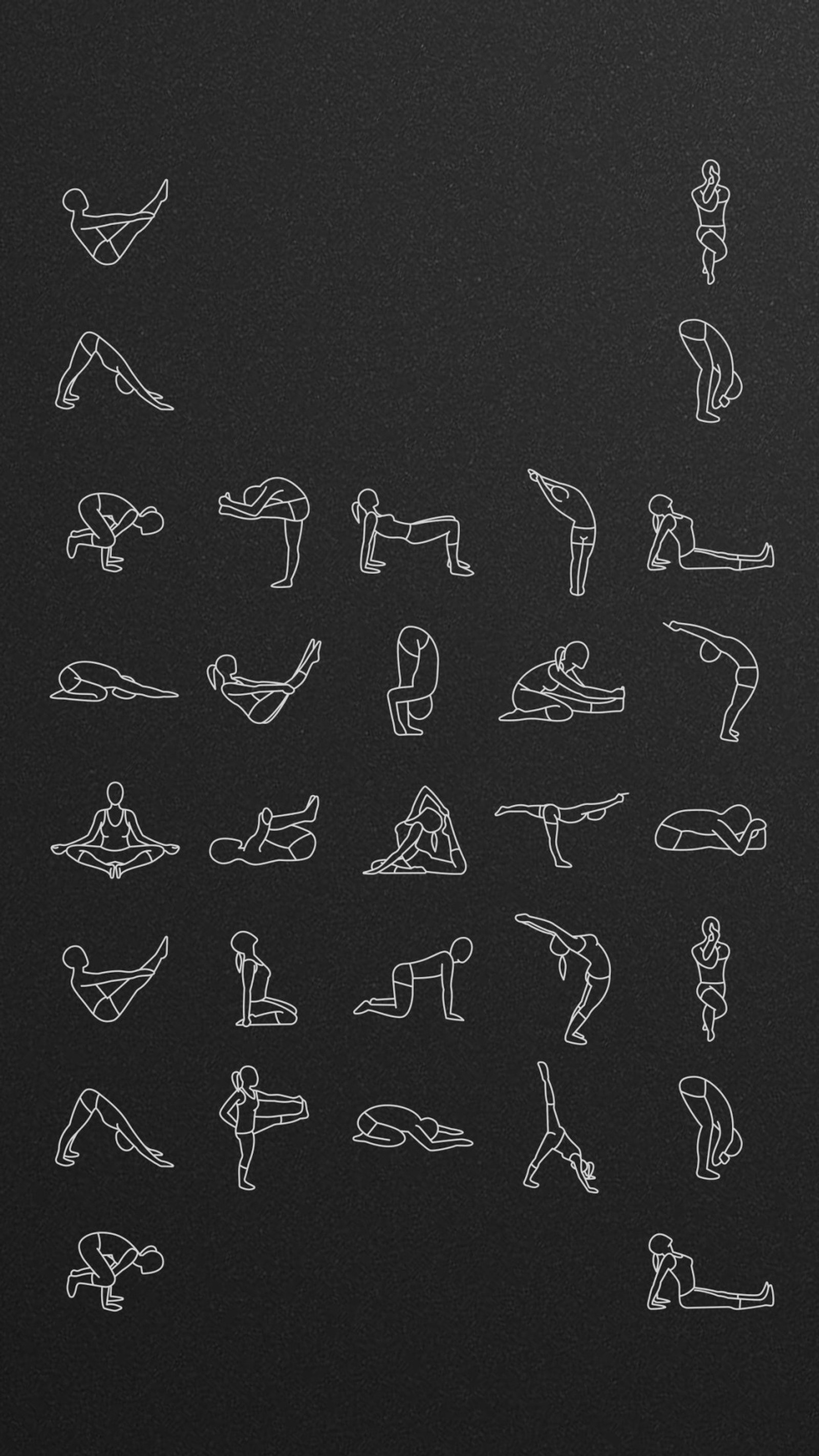 Un primer plano de un dibujo de una persona haciendo diferentes cosas (poses, yoga)