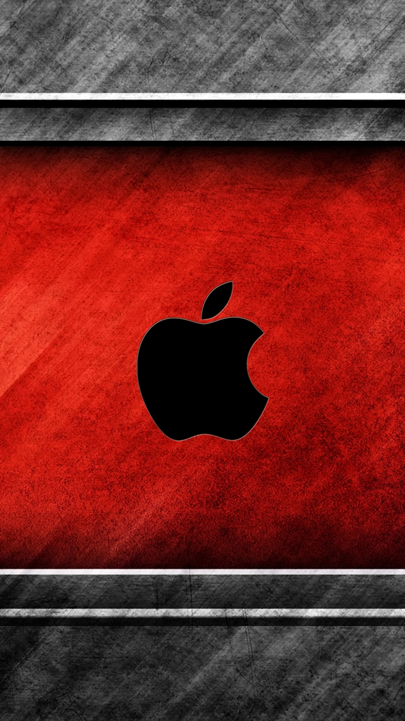 Hay un logo de manzana roja sobre un fondo blanco y negro (manzana, ios, logotipo, metal, acero)