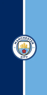 Logo des Manchester City Fußballclubs auf blauem Hintergrund